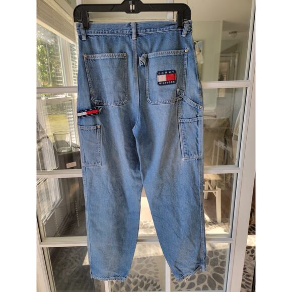 TOMMY HILFIGER Vintage 90’s carpenter High Waisted Big Logo Classic Jeans 28 - Picture 6 of 7